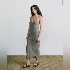 OZMA Anaise Slip Dress in Japanese Cupro 90s Grey Sz M NWOT